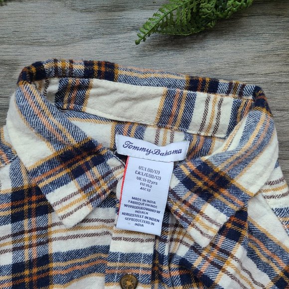Kids Tommy Bahama Plaid Flannel Button-Up Shirt - Picture 3 of 10
